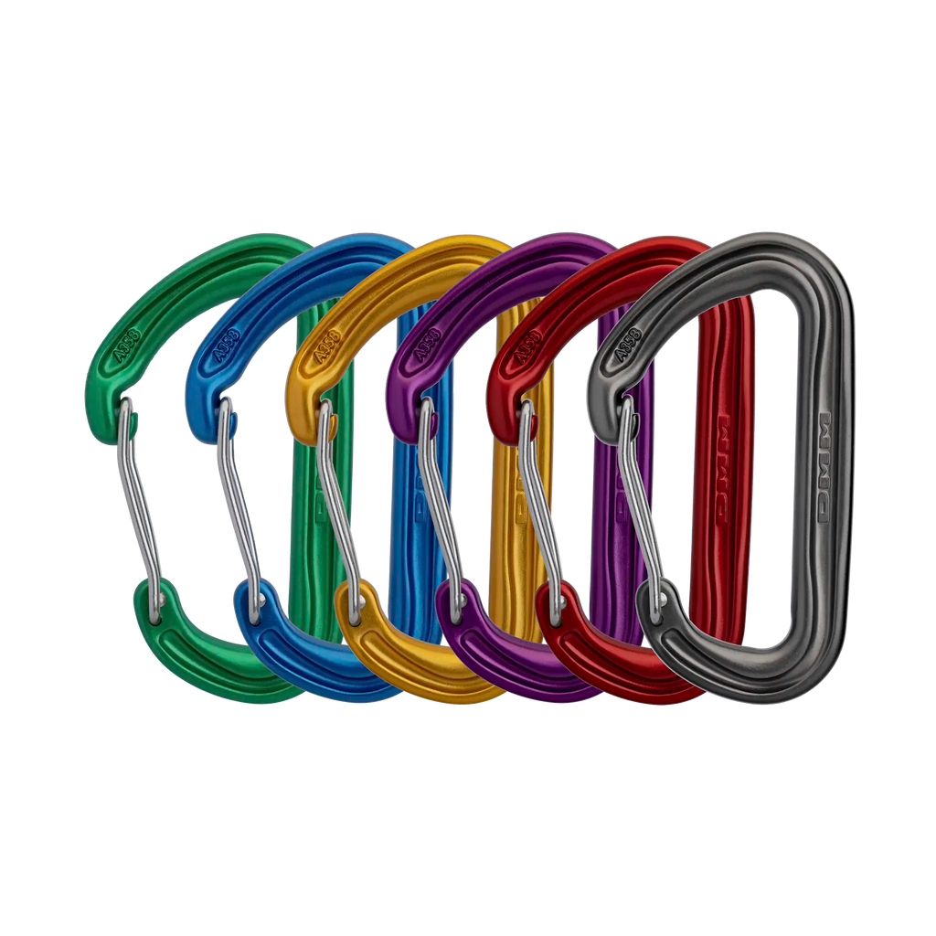 trad climbing wire gate carabiner ideal for racking cams six pack silver