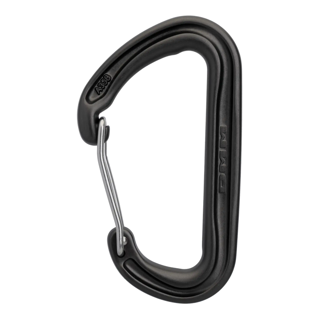 trad climbing wire gate carabiner ideal for racking cams matt grey