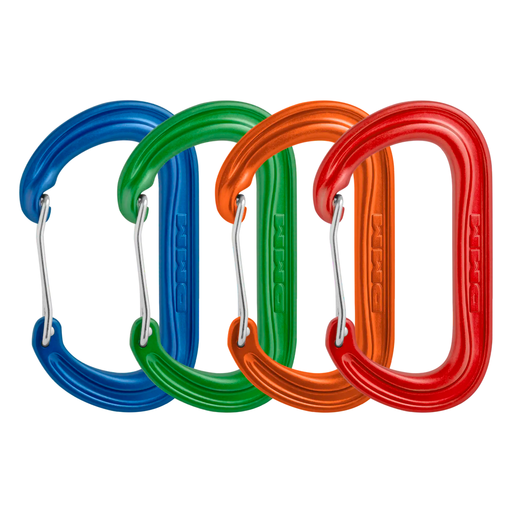 Offset oval carabiner wire gate ideal for racking nuts and gear four pack assorted