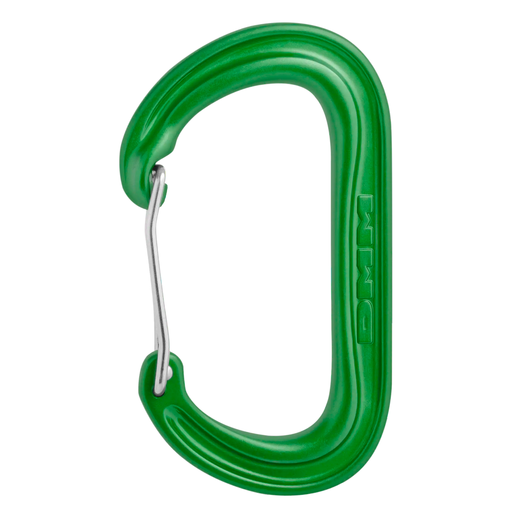 Offset oval carabiner wire gate ideal for racking nuts and gear green