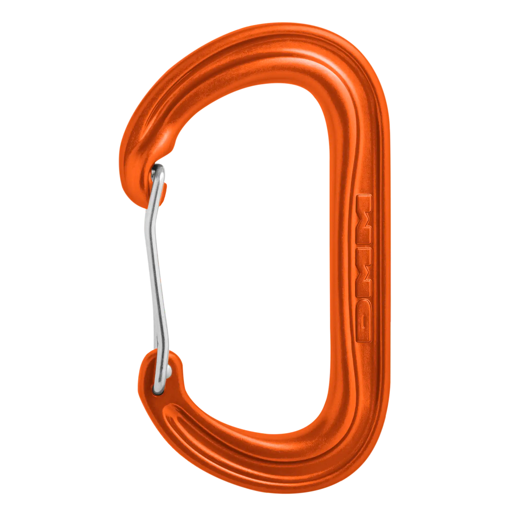 Offset oval carabiner wire gate ideal for racking nuts and gear orange