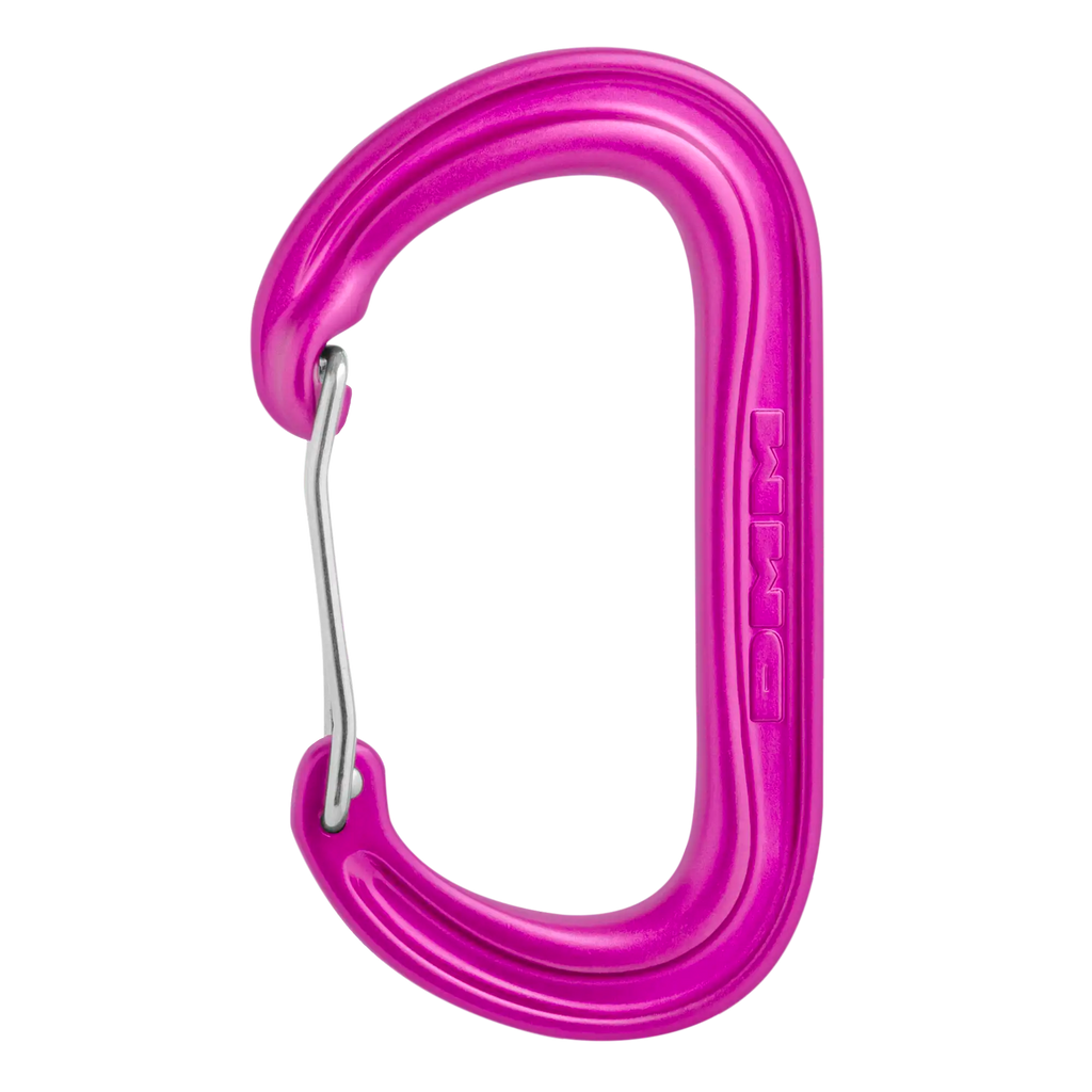 Offset oval carabiner wire gate ideal for racking nuts and gear pink