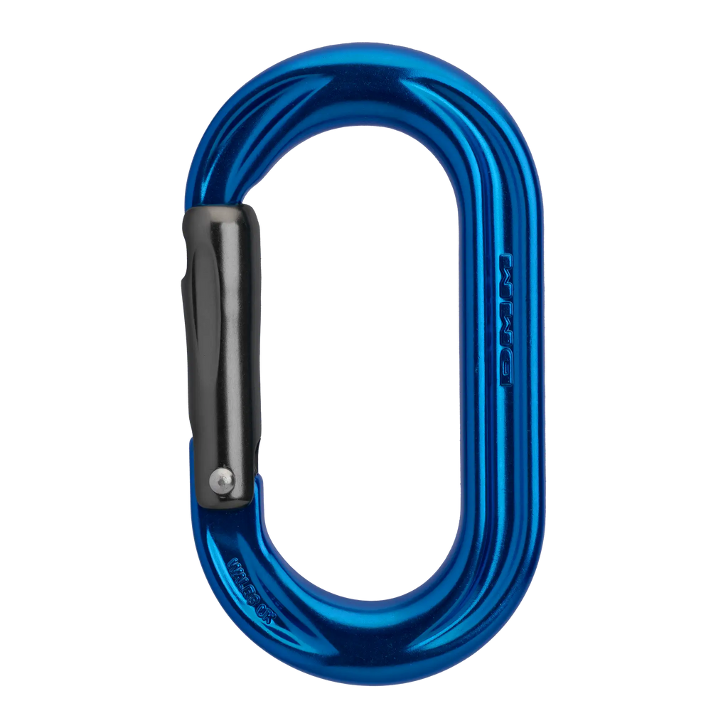 oval solid gate carabiner clean nose for no snag blue