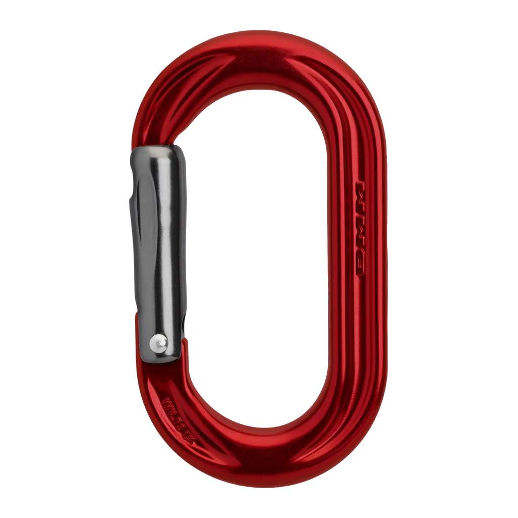 oval solid gate carabiner clean nose for no snag red