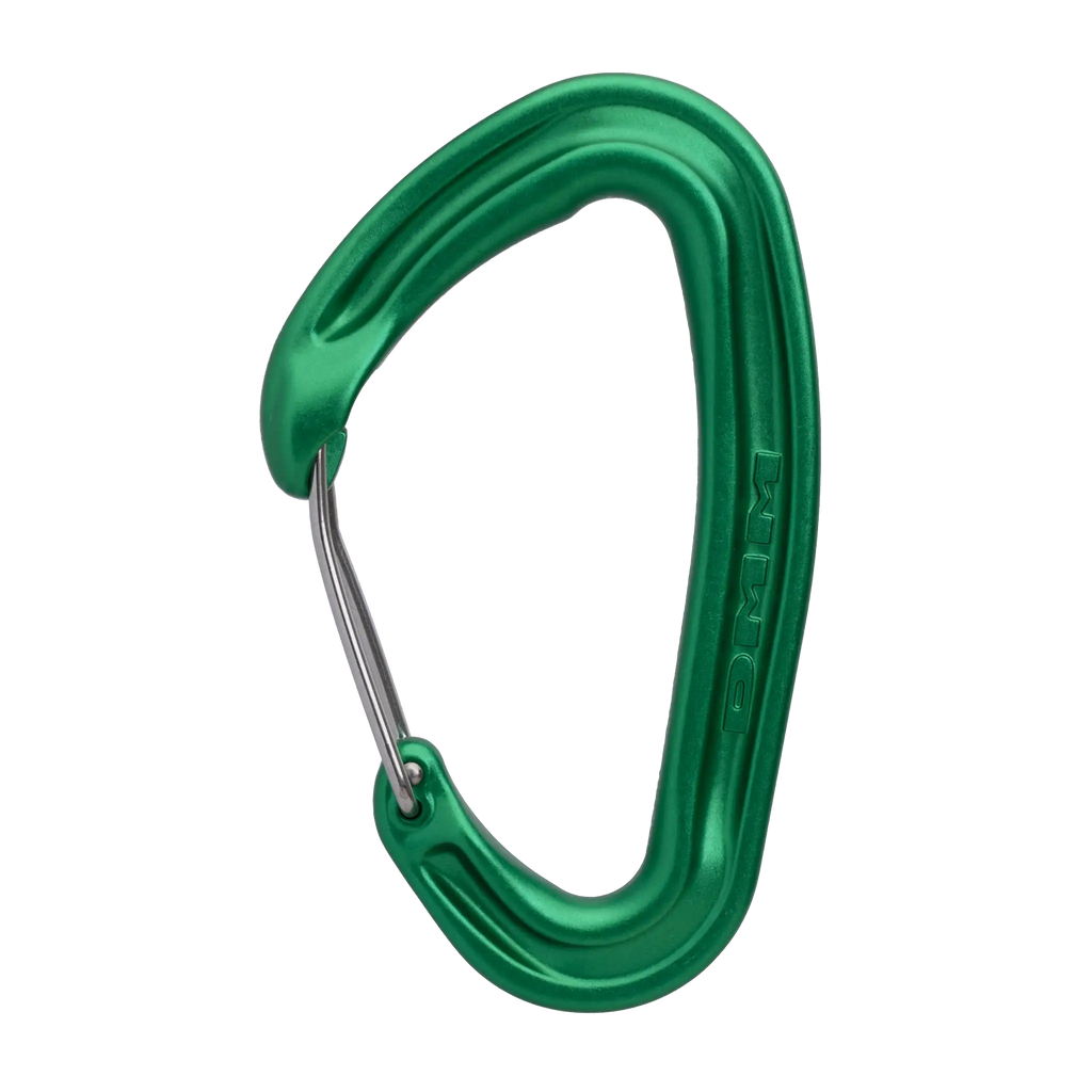 trad climbing wire gate carabiner clean nose green
