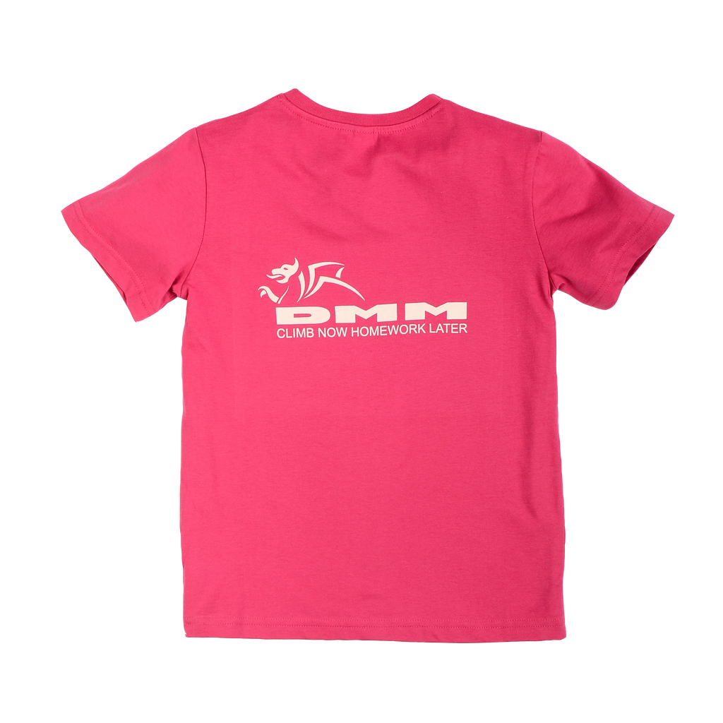 climb now homework later childrens tee hot pink