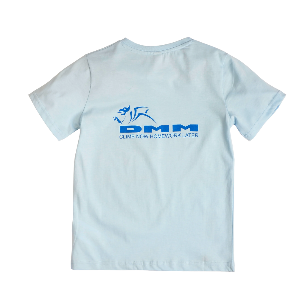 climb now homework later childrens tee bright blue
